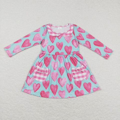 GLD0455 toddler girl dresses heart  girl valentines day dress