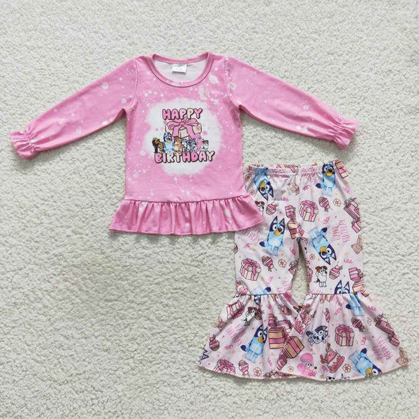 GLP0499 toddler girl clothes happy birthday cartoon girl winter outfit