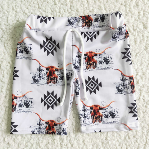Boy Cow-head Printed Lace-up Swimming Trunks
