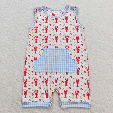 SR1137 RTS baby boy clothes crawfish toddler boy summer romper