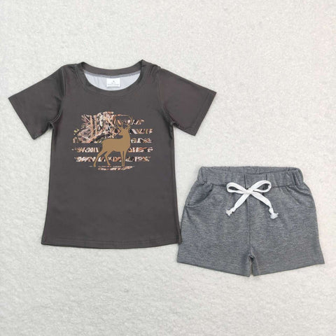 BSSO0473 baby boy clothes boy summer outfit deer hunting todler summer shorts set