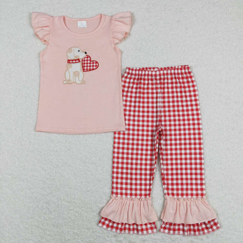 GSPO1161 baby girl clothes girl valentiens day clothes heart dog toddler valentines day dress