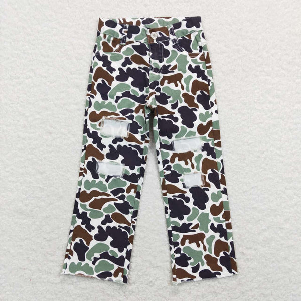 P0413 baby boy clothes boy green camouflage clothes ripped jeans toddler camo jeans hunting clothes