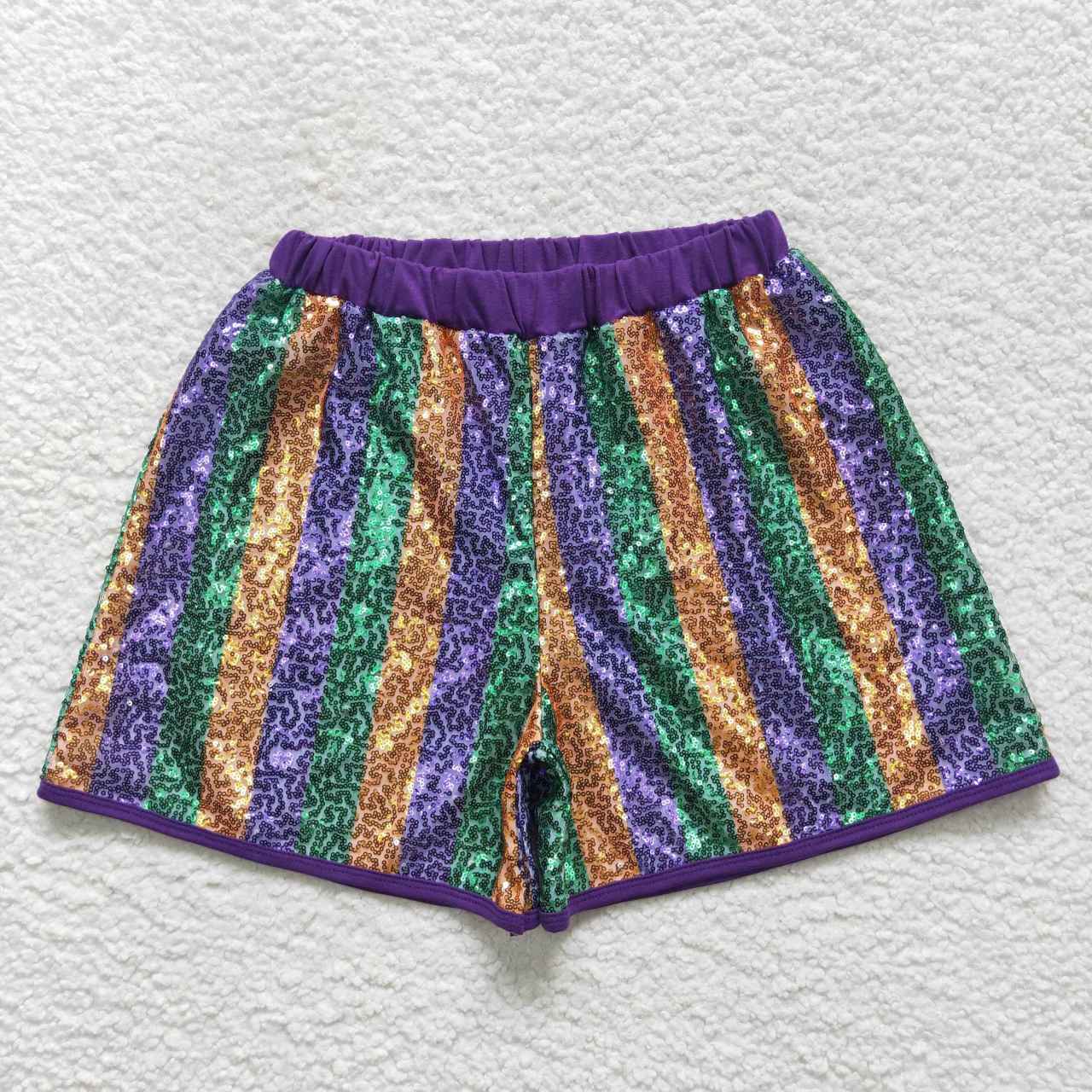 SS0119 adult clothes women summer Mardi Gras purple stripe sequin short