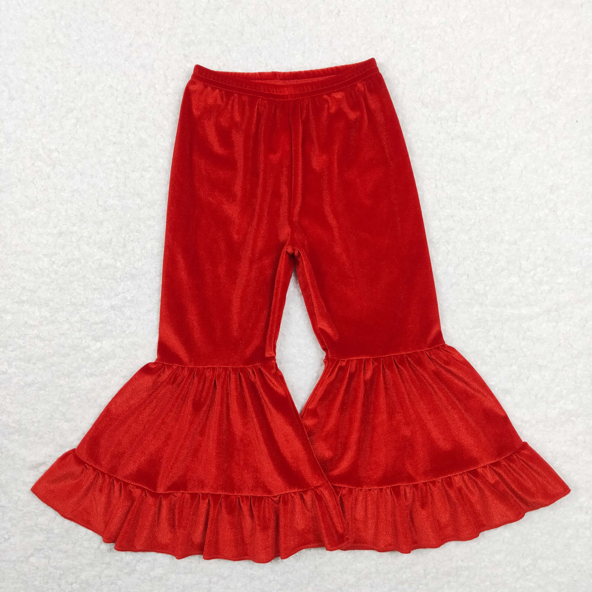 P0417 baby girl clothes toddler velvet pant strawberry red girl bell bottom pant girl christmas bottom valentines day clothes