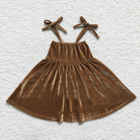GSD0448  toddler girl dresses brown velvet girl skirt