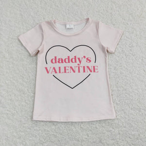 GT0452 baby girl clothes daddy’s valentines girl valentines day top summer tshirt father's daya clothes