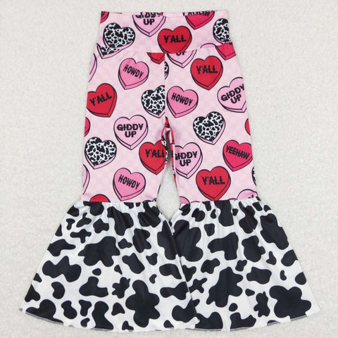 P0344 toddler girl bell bottom heart girl bell pant girl flare pant girl valentines day clothes