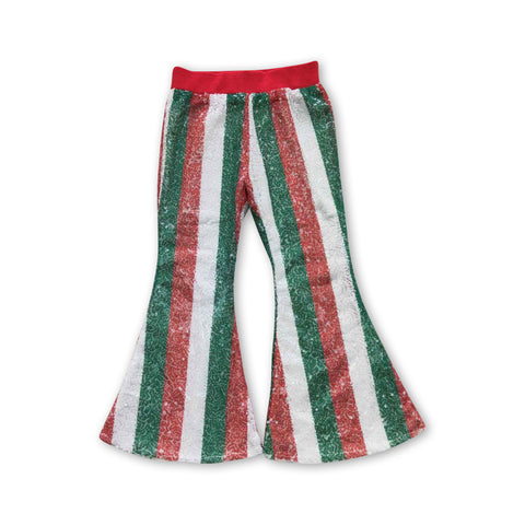 P0199 kids clothes girls colorful sequin bell bottom pant flare pant girl christmas pant