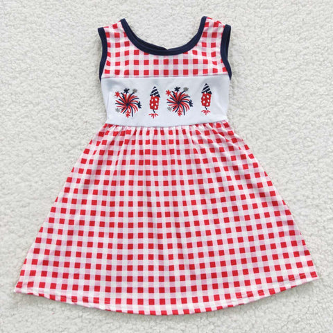 GSD0330 baby girl clothes embroidery patriotic 4th of July dress