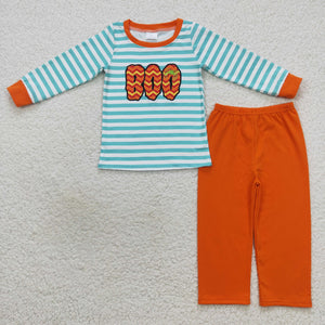 BLP0307 toddler boy clothes boo embroidery  boy halloween outfit