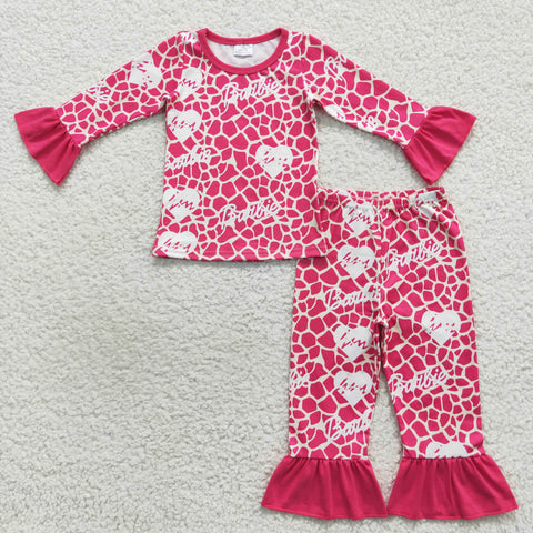GLP0653 baby girl clothes pink girl winter pajamas set