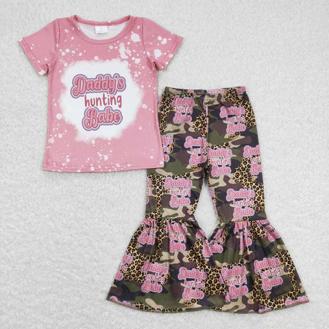 GSPO0922 baby girl clothes daddy's hunting babe fall spring toddler bell bottom outfit