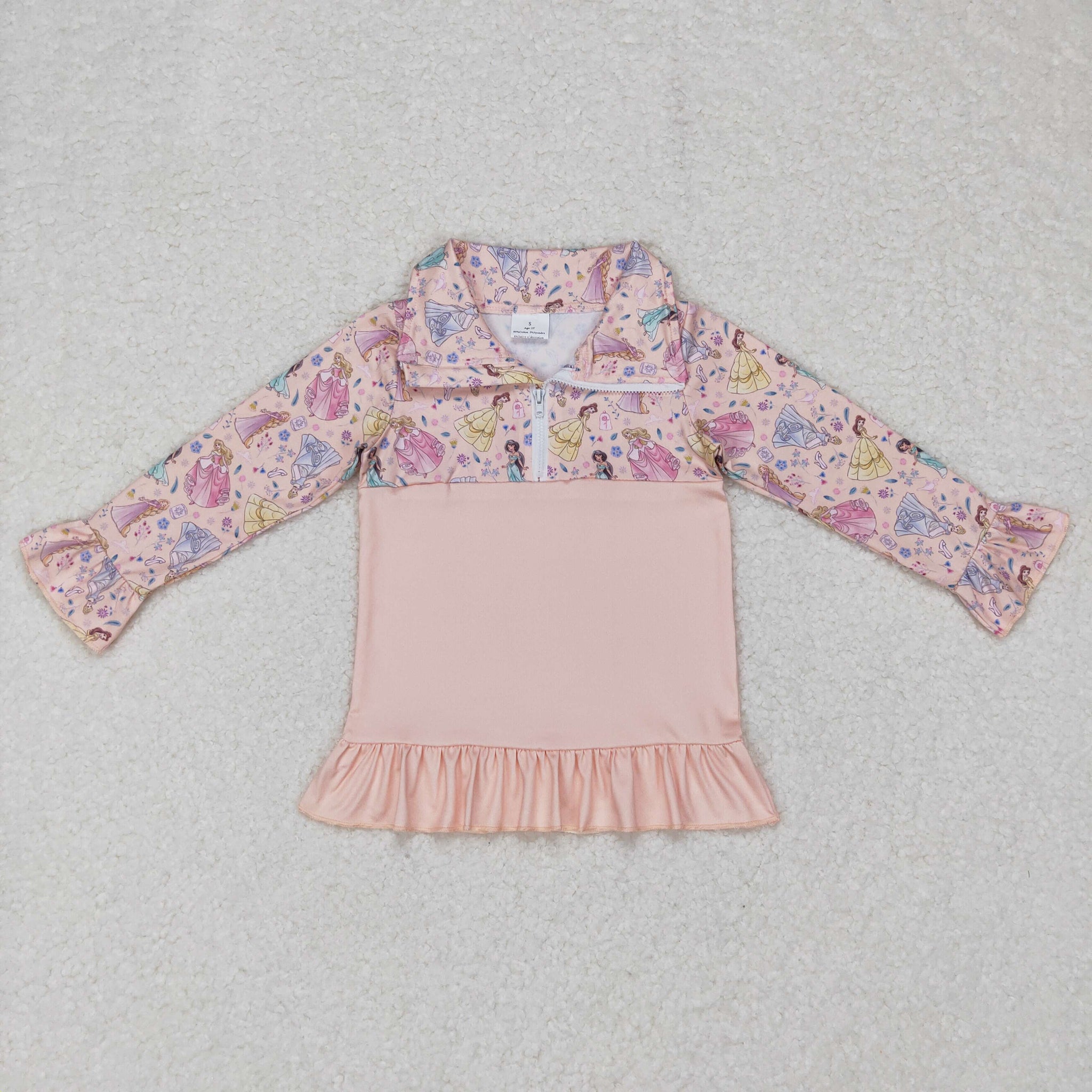 GT0297 baby girl clothes princess girl winter shirt top zipper pullover