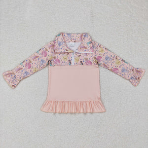 GT0297 baby girl clothes princess girl winter shirt top zipper pullover