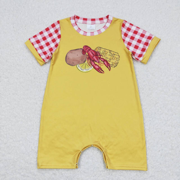 SR0770 baby boy clothes crawfish food boy summer romper