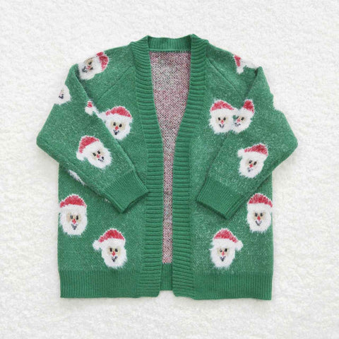 GT0357 toddler girl clothes girl christmas sweater coat green santa claus cardigan