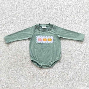 LR0451 baby girl clothes embroidery pumpkin baby halloween bubble