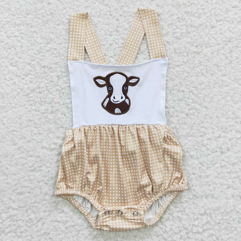 SR0313 baby clothes boys embroidery cow print summer bubble