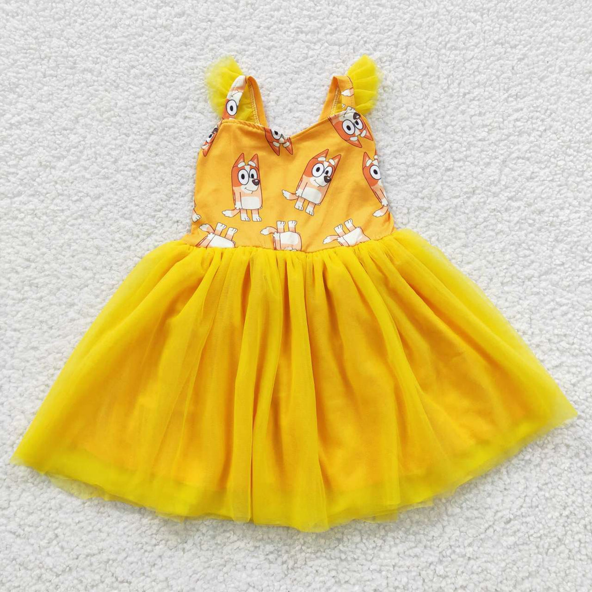 GSD0356 kids clothes girls yellow tulle dress girl party dress – Sue ...