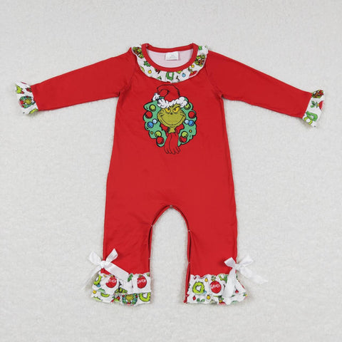 LR0578 cute sante claus zipper romper baby christmas clothing