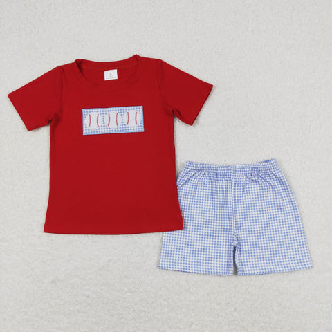 BSSO0405 RTS baby boy clothes embroidery baseball summer outfits boy baseball shorts set 11