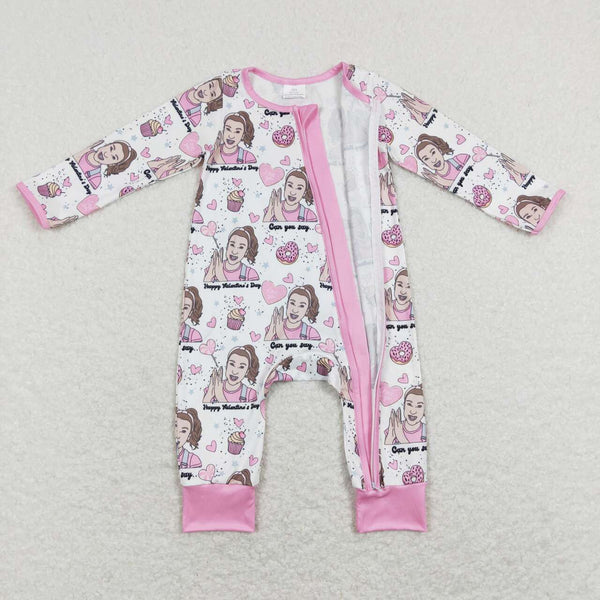 LR0906 baby clothes baby girl valentines day zipper romper