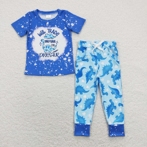 BSPO0277 baby boy clothes boy blue dinosaur outfit