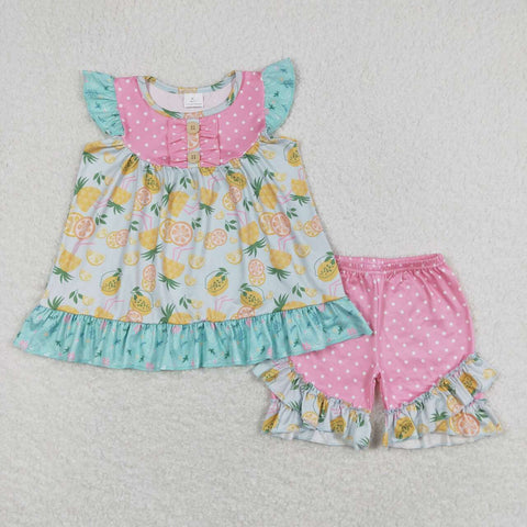 GSSO0782 RTS baby girl clothes lemon toddler girl summer outfits 1