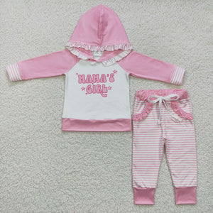 GLP0802 toddler girl clothes mama's girl winter hoodies set mother's day outfit