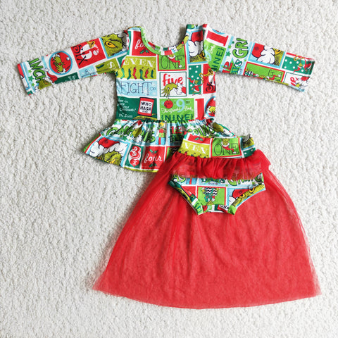 6 A20-13 girls red christmas tulle skirt set-promotion 2023.9.4