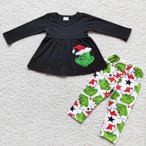 6 A3-13 girl christmas black long sleeve winter outfit set