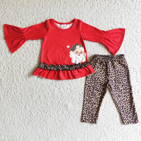 6 B3-19 girl red leopard winter long sleeve christmas set-promotion 2023.11.4