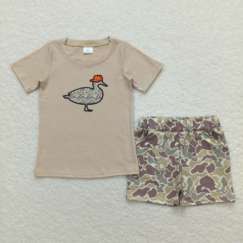 BSSO0781 RTS baby boy clothes embroidery mallard camouflage toddler boy summer outfits 3-6M to 7-8T