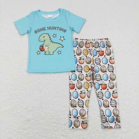 BSPO0202 toddler boy clothes dinosaur egg easter boy spring outfit