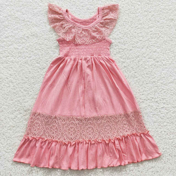 GSD0457 kids clothes girls pink girl summer dress