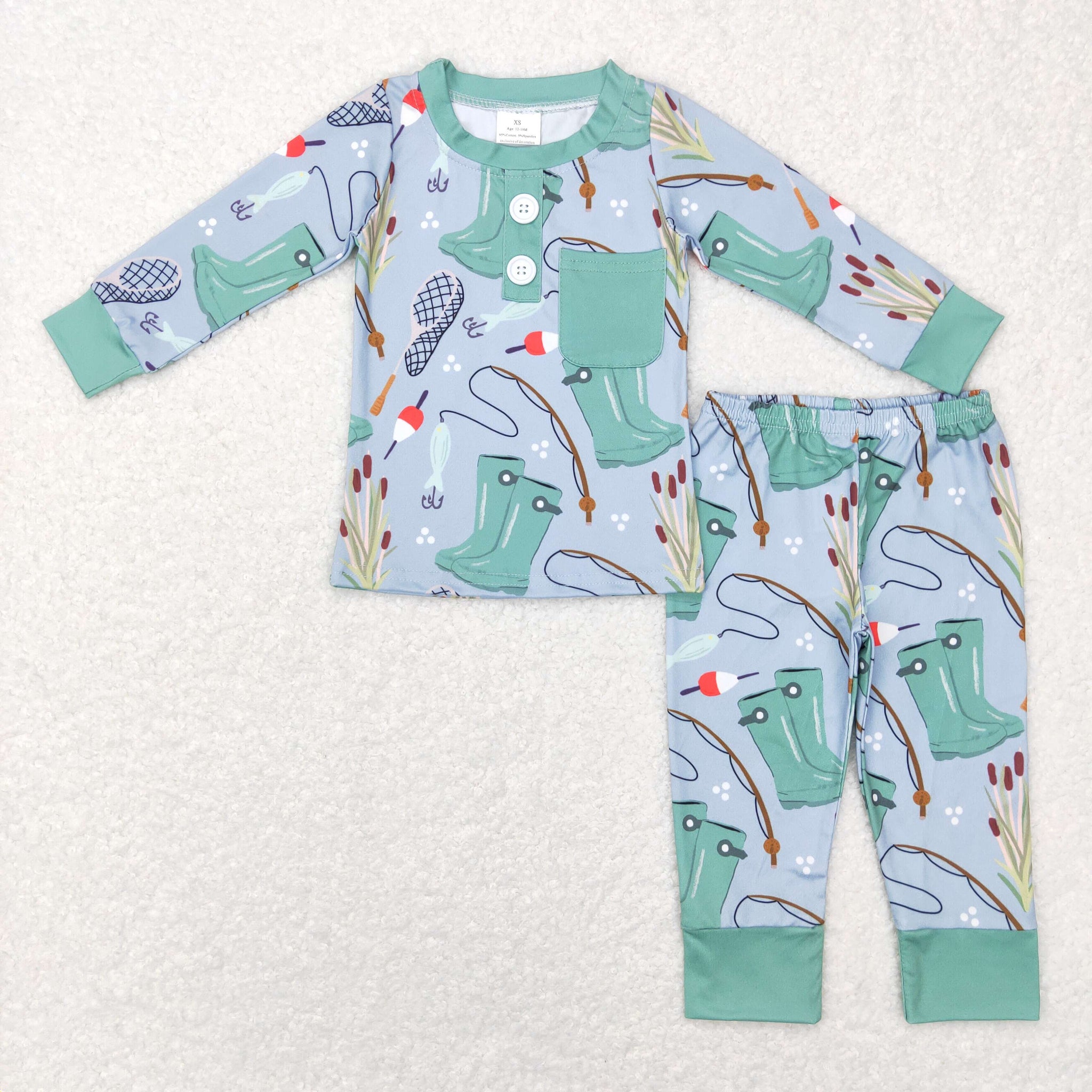 BLP0333 toddler boy clothes fishing boy winter pajamas set