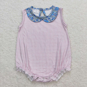SR1087 RTS baby girl clothes pink plaid toddler girl summer bubble