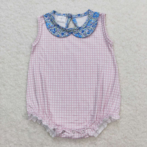 SR1087 RTS baby girl clothes pink plaid toddler girl summer bubble