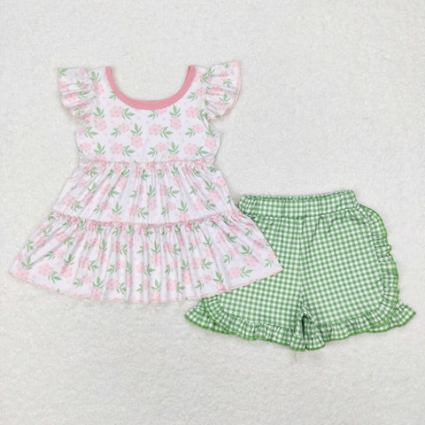 GSSO0440 baby girl clothes flower toddler summer outfits baby spring clothing set