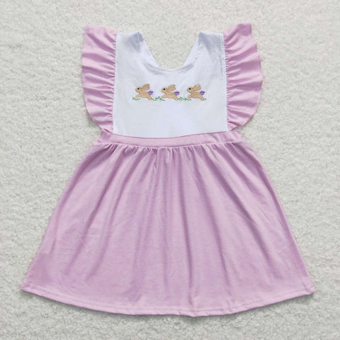 GSD0569 kids clothes girls embroidery bunny  girl easter dress girl easter clothes