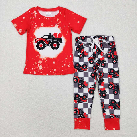 BSPO0227 baby boy clothes heart tractor set boy valentines day outfit