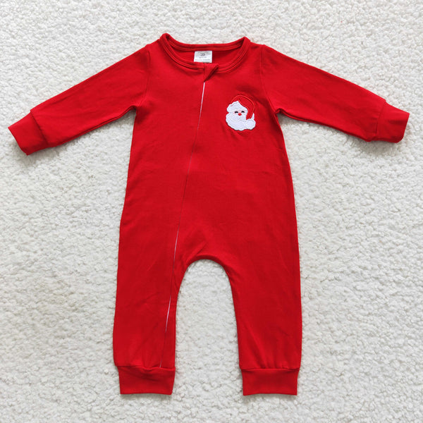 LR0598 RTS baby clothes knit cotton with embroidery santa claus boy christmas romper