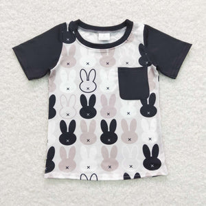 BT0589 baby boy clothes gray rabbit boy summer tshirt toddler easter tshirt top
