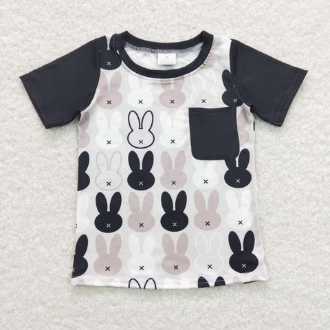 BT0589 baby boy clothes gray rabbit boy summer tshirt toddler easter tshirt top