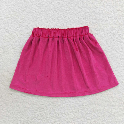 GLK0017 toddler girl clothes hot pink velvet skirt