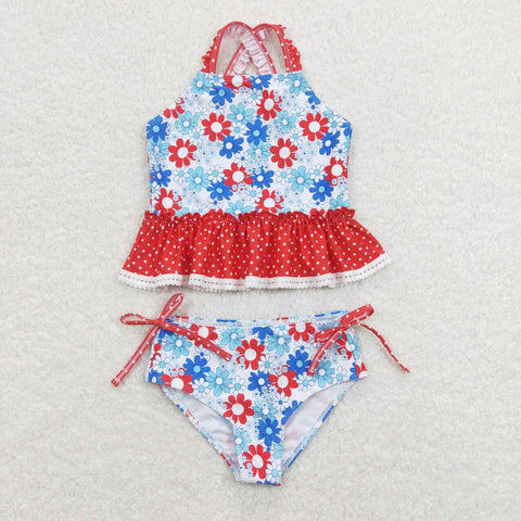S0253 RTS baby girl clothes floral girl summer swimsuit swim wear beach bathing suit 1