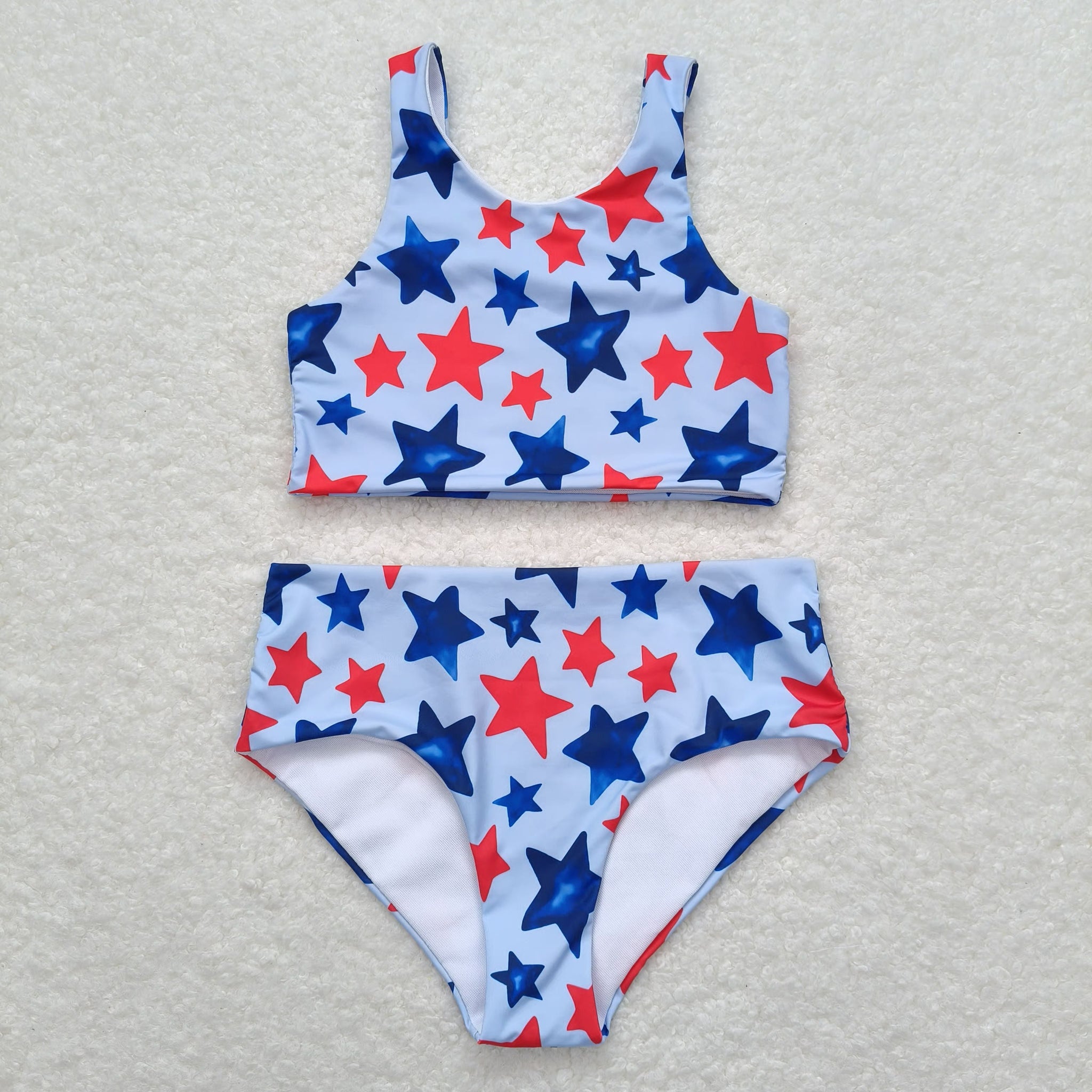 S0228 RTS baby girl clothes star 4th of July patriotic girl summer swimsuit