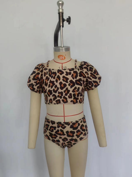 S0272 RTS baby girl clothes leopard print girl summer swimsuit 1