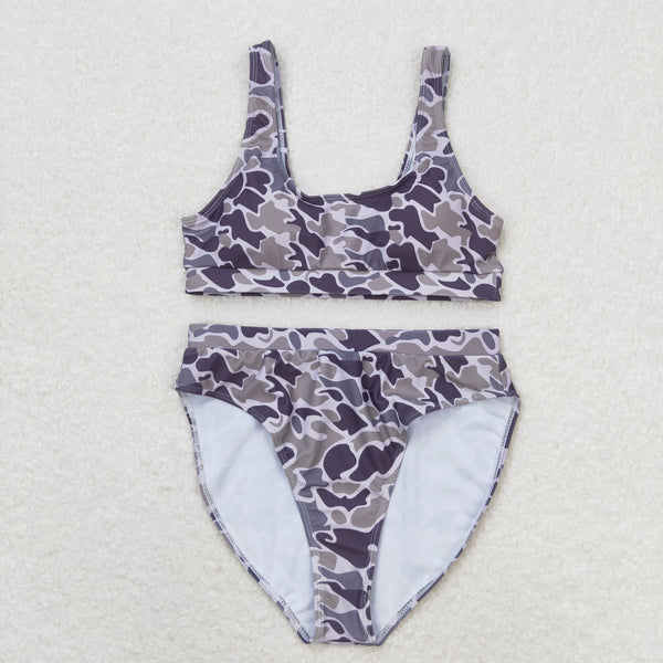 S0321 RTS adult clothes Adult mom gray camouflage print Summer Swimsuit adult bikini 11